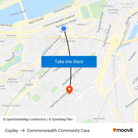 Copley to Commonwealth Community Care map