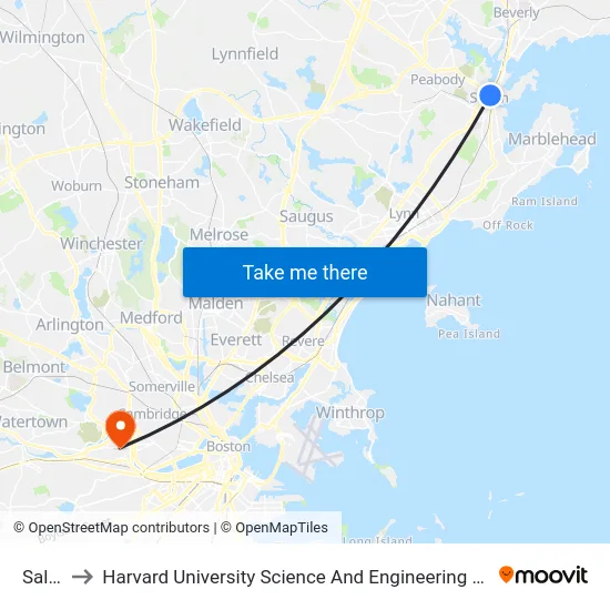 Salem to Harvard University Science And Engineering Complex (Sec) map