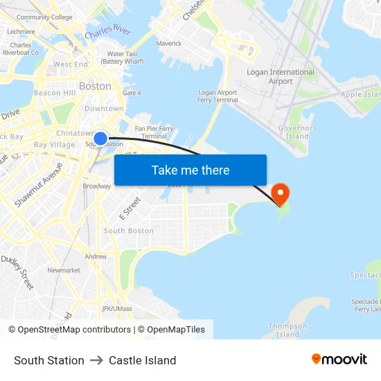 South Station to Castle Island map