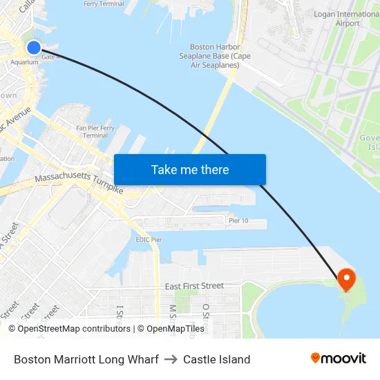 Boston Marriott Long Wharf to Castle Island map