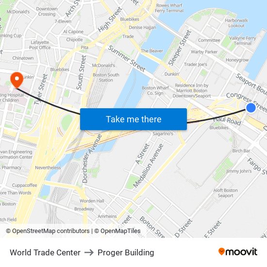 World Trade Center to Proger Building map