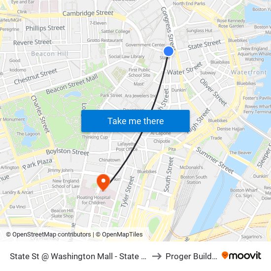 State St @ Washington Mall - State St Sta to Proger Building map