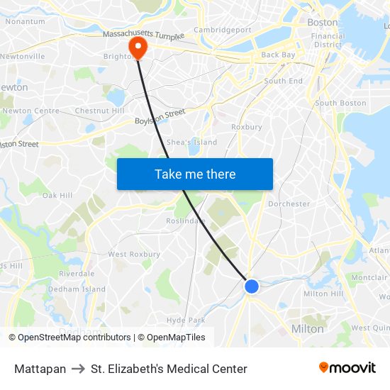 Mattapan to St. Elizabeth's Medical Center map