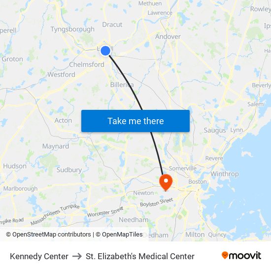Kennedy Center to St. Elizabeth's Medical Center map