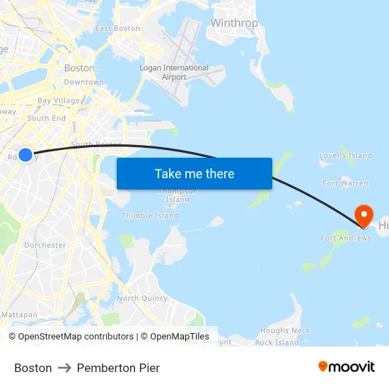 Boston to Pemberton Pier map