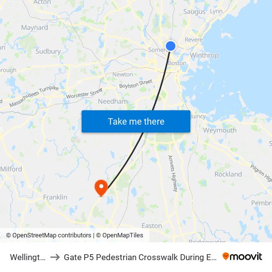 Wellington to Gate P5 Pedestrian Crosswalk During Events map