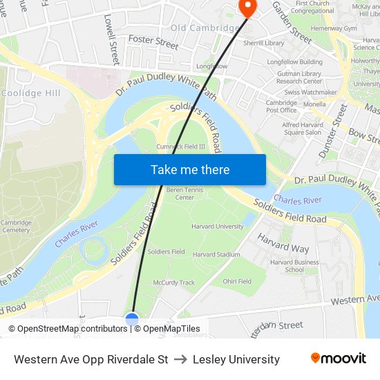 Western Ave Opp Riverdale St to Lesley University map