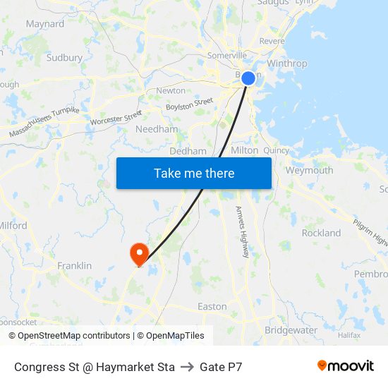 Congress St @ Haymarket Sta to Gate P7 map