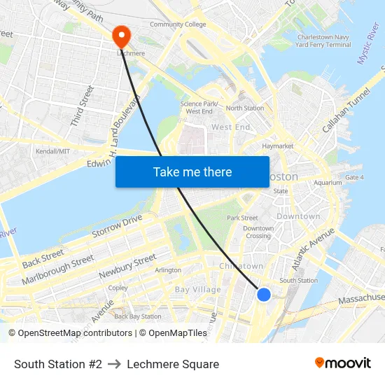 South Station #2 to Lechmere Square map