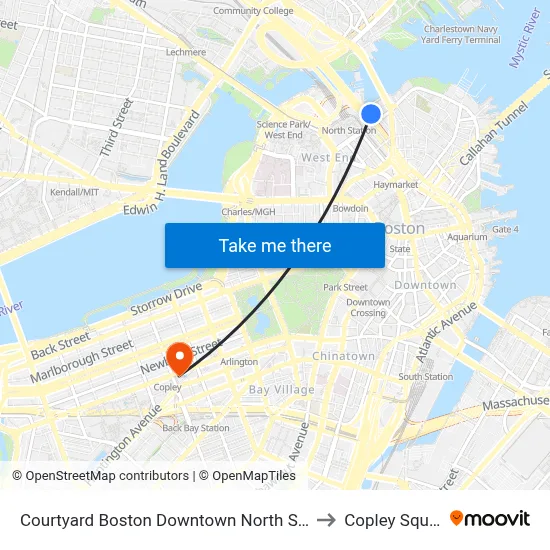 Courtyard Boston Downtown North Station to Copley Square map