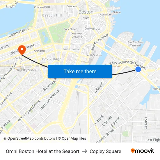 Omni Boston Hotel at the Seaport to Copley Square map