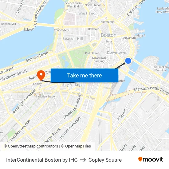 InterContinental Boston by IHG to Copley Square map