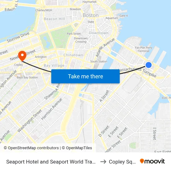 Seaport Hotel and Seaport World Trade Center, 1 Seaport Ln to Copley Square map