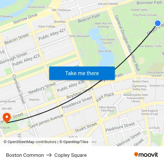 Boston Common to Copley Square map