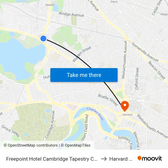Freepoint Hotel Cambridge Tapestry Collection by Hilton to Harvard Square map