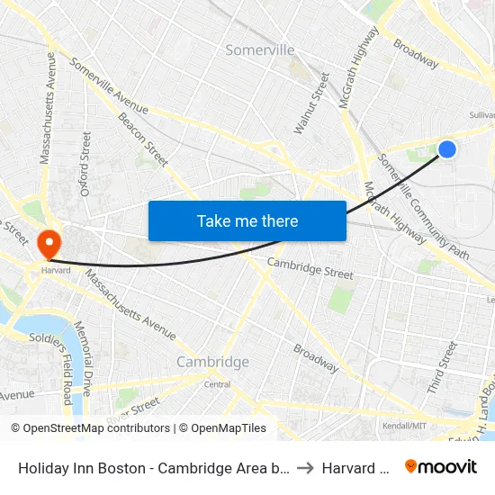 Holiday Inn Boston - Cambridge Area by IHG, Somerville to Harvard Square map