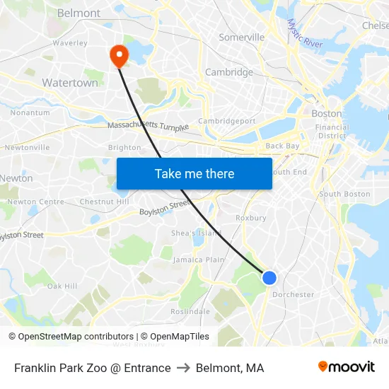 Franklin Park Zoo @ Entrance to Belmont, MA map