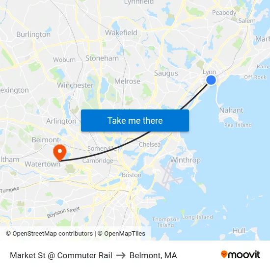 Market St @ Commuter Rail to Belmont, MA map