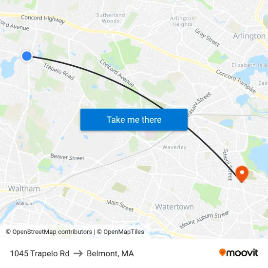 1045 Trapelo Rd to Belmont, MA map