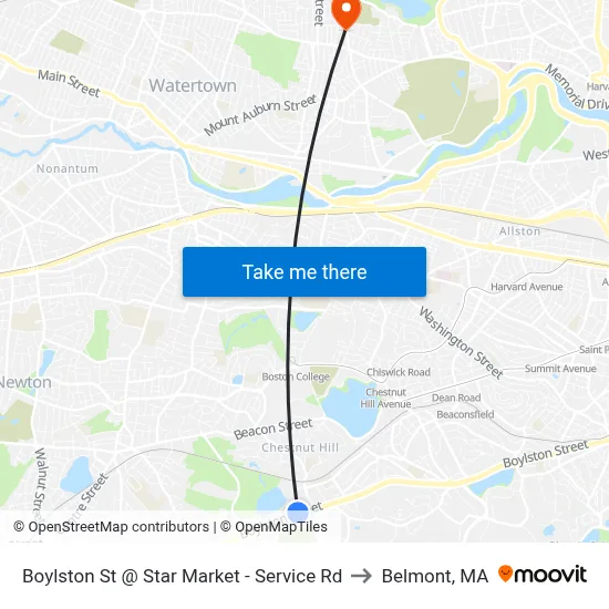 Boylston St @ Star Market - Service Rd to Belmont, MA map