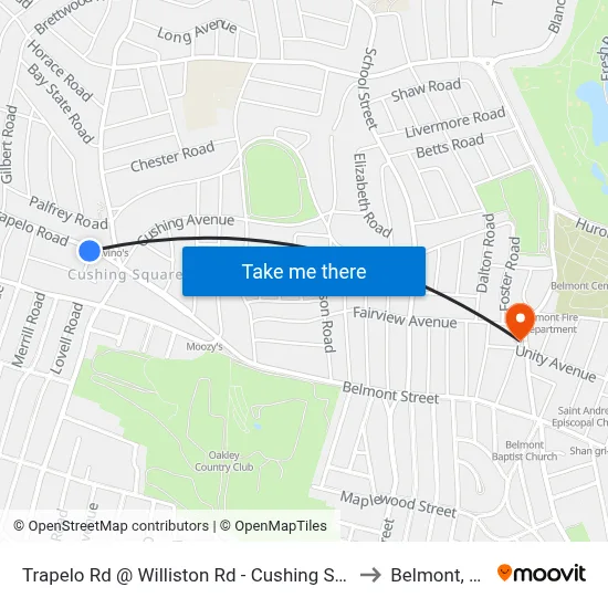 Trapelo Rd @ Williston Rd - Cushing Square to Belmont, MA map