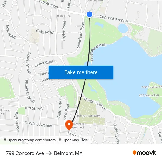 799 Concord Ave to Belmont, MA map