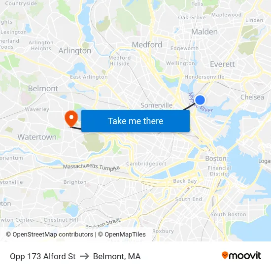 Opp 173 Alford St to Belmont, MA map