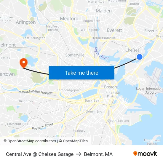 Central Ave @ Chelsea Garage to Belmont, MA map