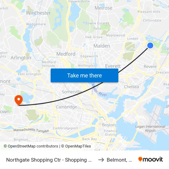 Northgate Shopping Ctr - Shopping Mall to Belmont, MA map