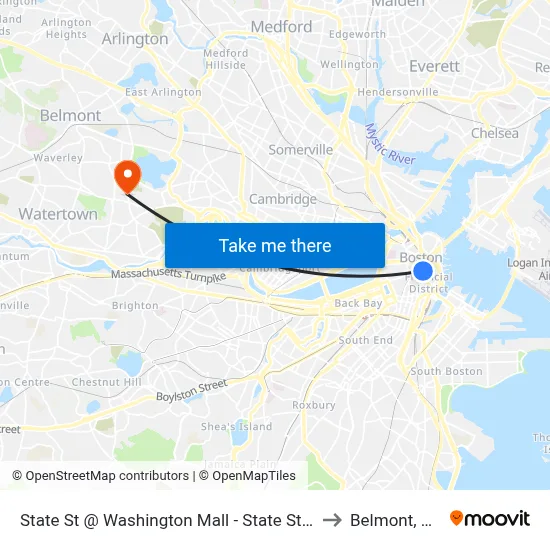 State St @ Washington Mall - State St Sta to Belmont, MA map
