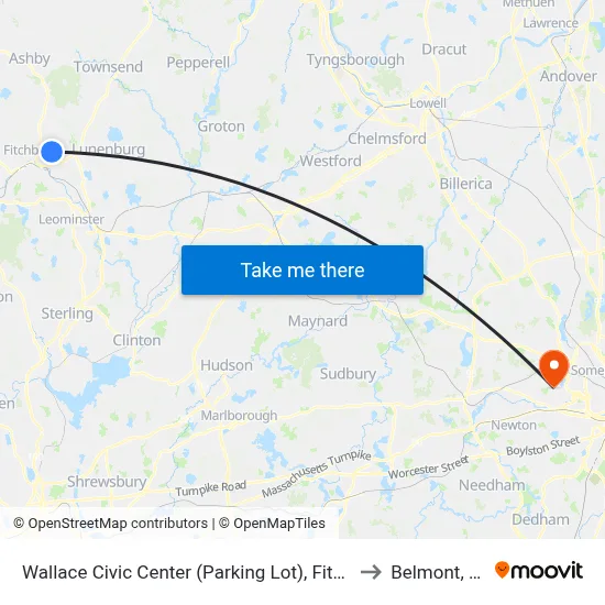 Wallace Civic Center (Parking Lot), Fitchburg to Belmont, MA map