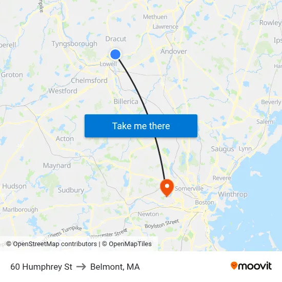 60 Humphrey St to Belmont, MA map