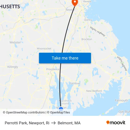 Perrotti Park, Newport, Ri to Belmont, MA map