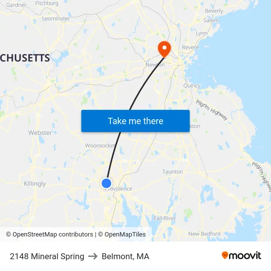 2148 Mineral Spring to Belmont, MA map