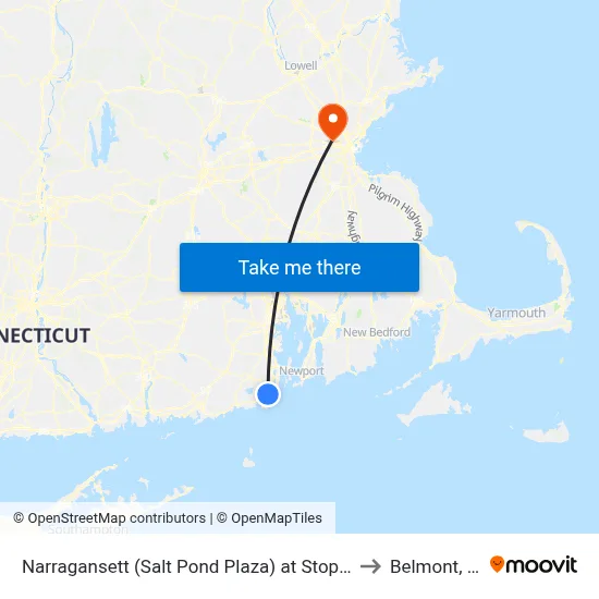 Narragansett (Salt Pond Plaza) at Stop & Shop to Belmont, MA map