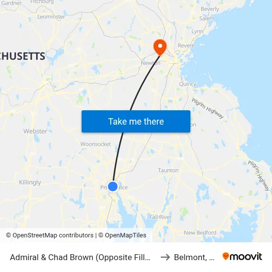 Admiral & Chad Brown (Opposite Fillmore) to Belmont, MA map