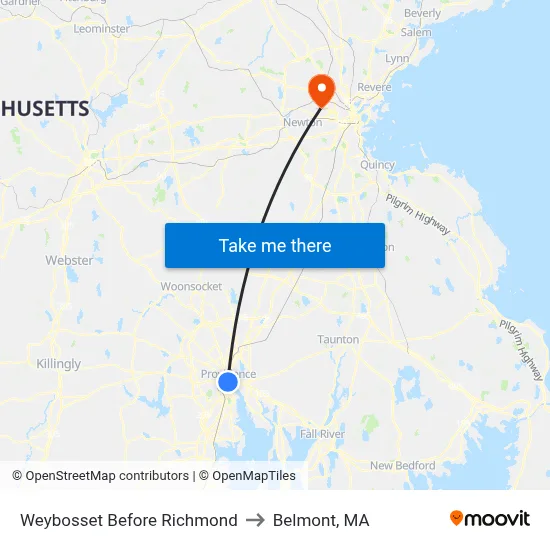 Weybosset Before Richmond to Belmont, MA map