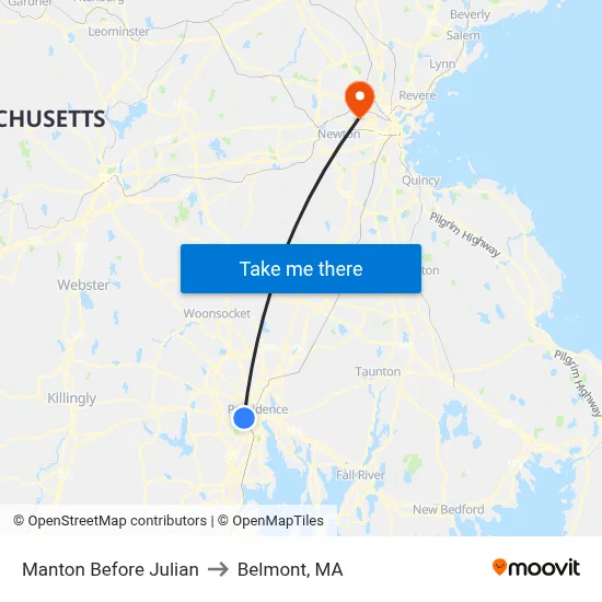Manton Before Julian to Belmont, MA map