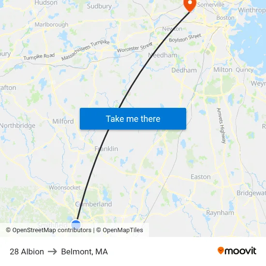 28 Albion to Belmont, MA map