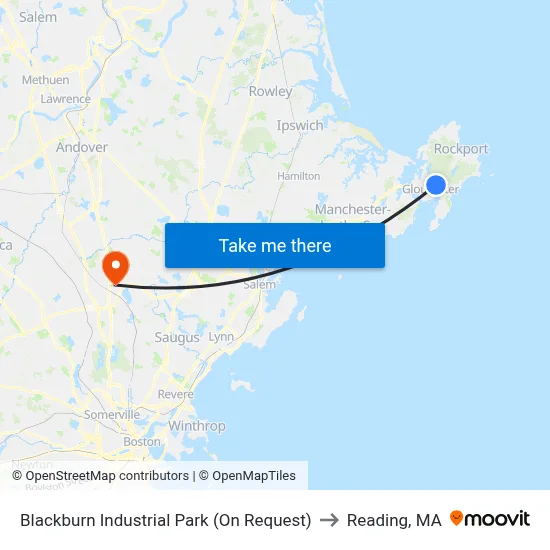 Blackburn Industrial Park (On Request) to Reading, MA map
