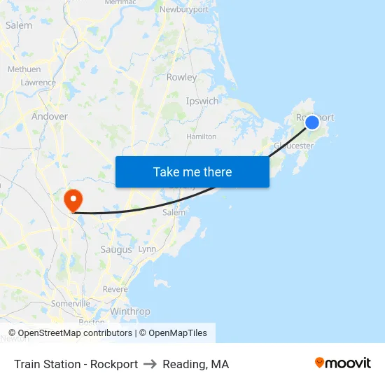 Train Station - Rockport to Reading, MA map