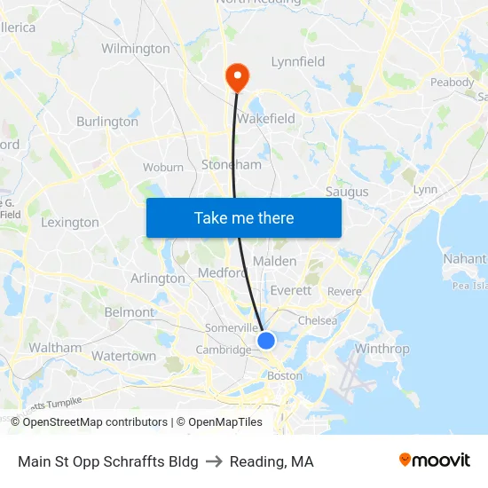 Main St Opp Schraffts Bldg to Reading, MA map