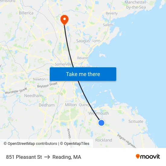 851 Pleasant St to Reading, MA map