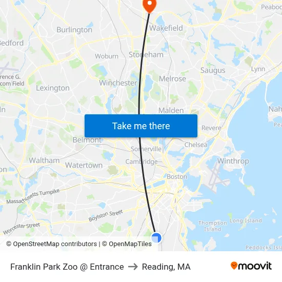 Franklin Park Zoo @ Entrance to Reading, MA map
