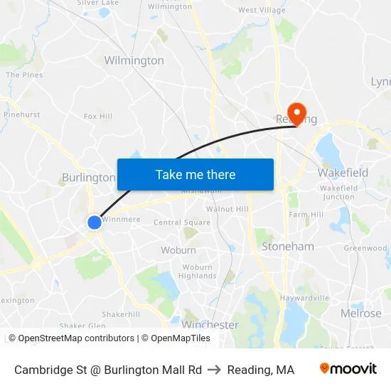 Cambridge St @ Burlington Mall Rd to Reading, MA map