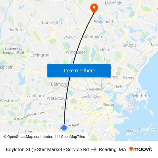 Boylston St @ Star Market - Service Rd to Reading, MA map
