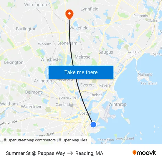 Summer St @ Pappas Way to Reading, MA map