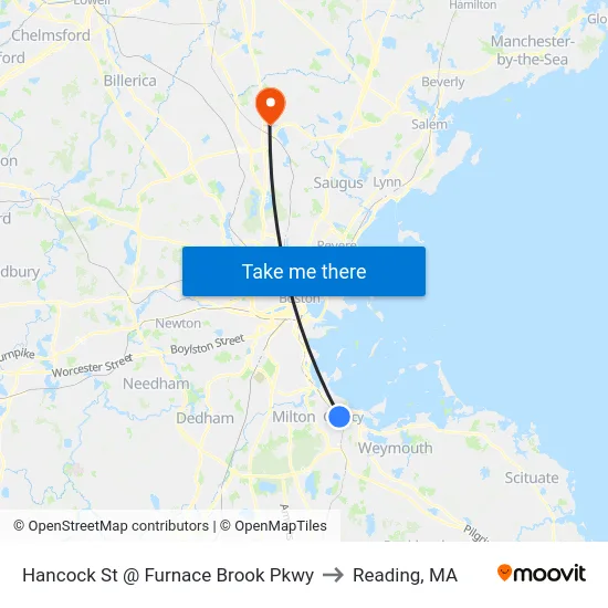 Hancock St @ Furnace Brook Pkwy to Reading, MA map