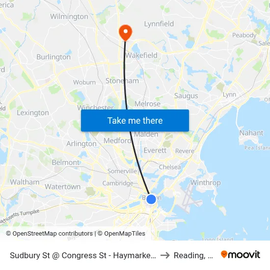 Sudbury St @ Congress St - Haymarket Sta to Reading, MA map