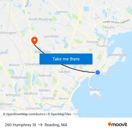 260 Humphrey St to Reading, MA map